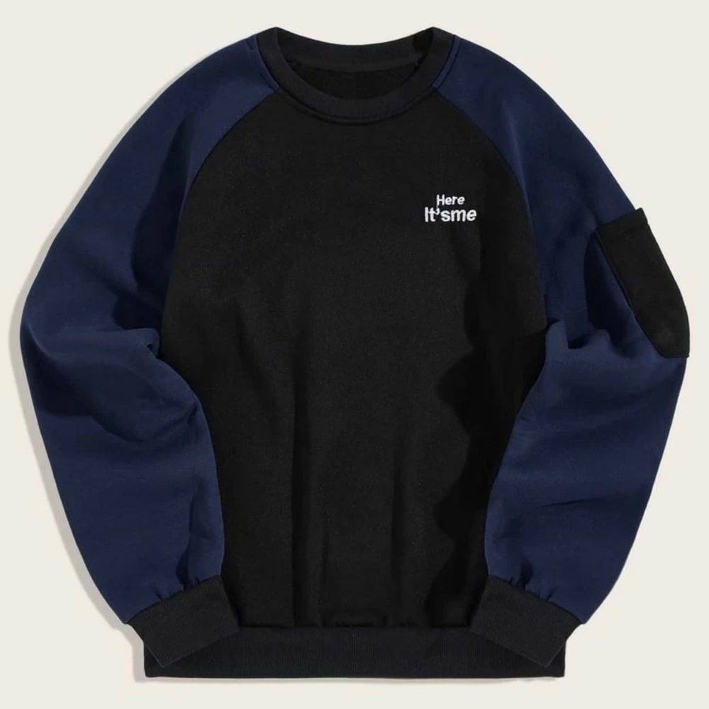 Contrast Raglan Sleeve  Embroidery Sweatshirt